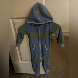 24 Months Zipper Striped Blue and Green Kids One Piece